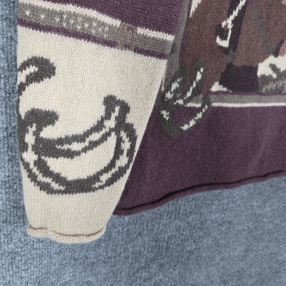 Vintage EQUE Fashion Shetland Wool Horse Sweater Womens S M Equestrian Old Money - Picture 6 of 10